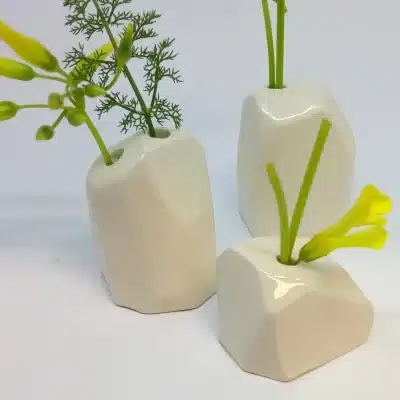 3 Miniature vases - white