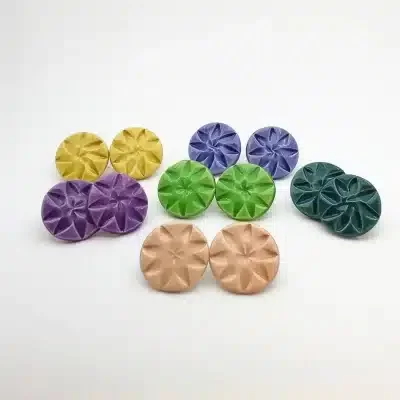 flower style texture round earrings stainless steel medium size model