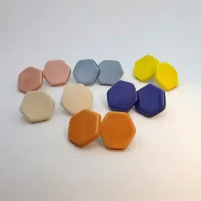 hexagonal geometric earrings medium model size stainless steel