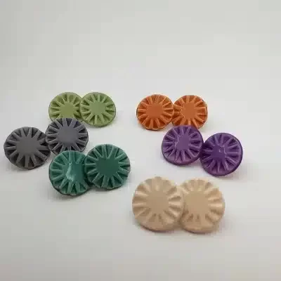 sun rays texture round earrings stainless steel medium size model