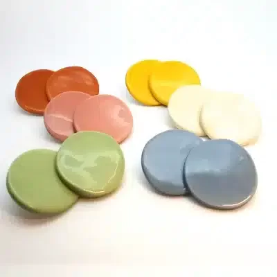 big rounded earrings ceramics and stainless steel