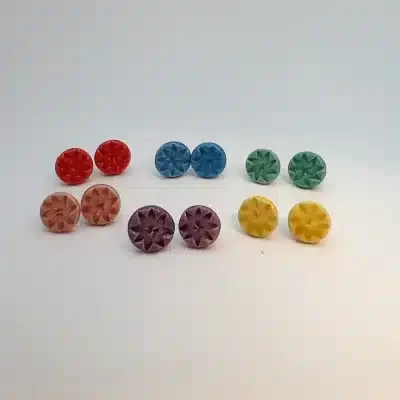 flower style texture round earrings stainless steel small size model