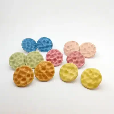 rounded texturized earrings medium model size stainless steel