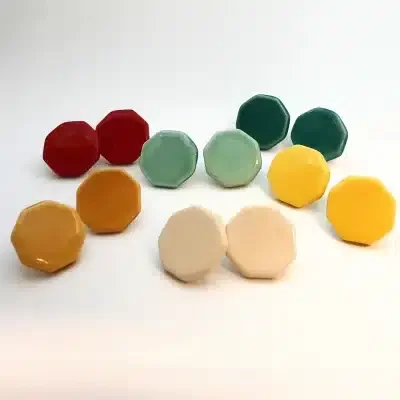 octagonal geometric earrings medium model size stainless steel