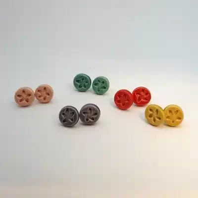 round earrings with small star