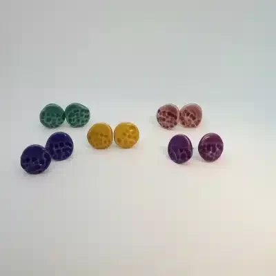 rounded partially texturized earrings small model size stainless steel