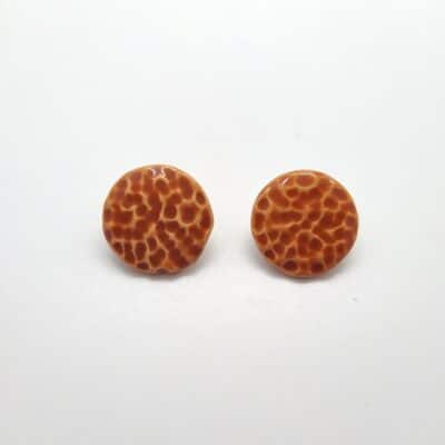 handmade texture round medium size ceramics earrings